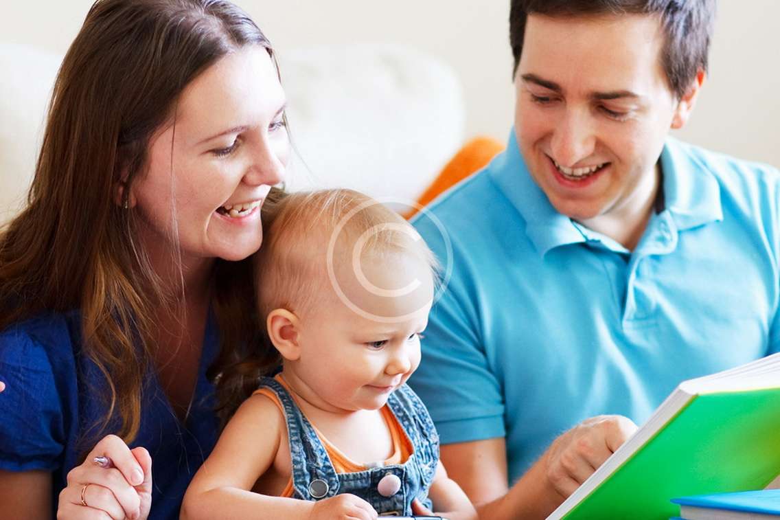 Family drawing and reading